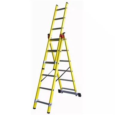 EN131 Tangga Ekstensi Fiberglass Standar dengan Tangga Langkah Aluminium FRP 3 Bagian Tangga